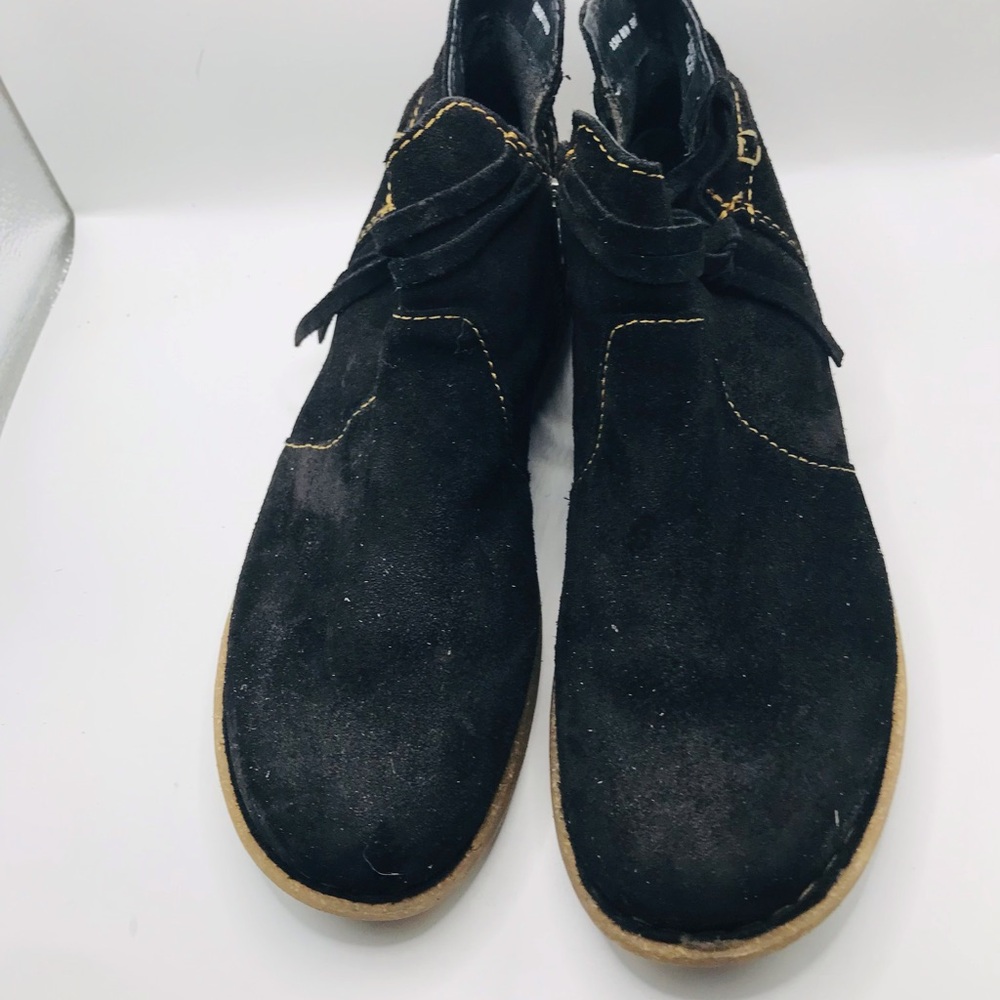 Born Black Suede Ankle Boots with Tan Sole - Picture 6 of 12